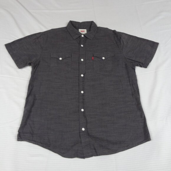 LEVI STRAUSS LEVI'S GRAY BUTTON UP MENS MEDIUM SHIRT L19 - Picture 1 of 4